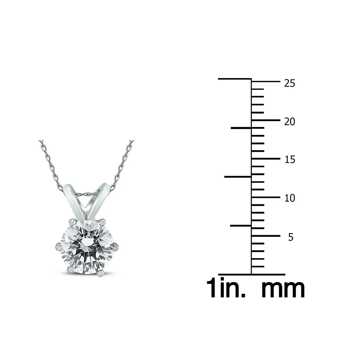 1 Carat 6 Prong Diamond Solitaire Pendant in 14K White Gold