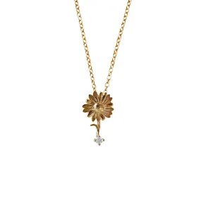 14K April Daisy Birth Flower Necklace