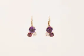 14k Gold Diamond, Amethyst & Pink Tourmaline Dangle Earrings (2.76g.)