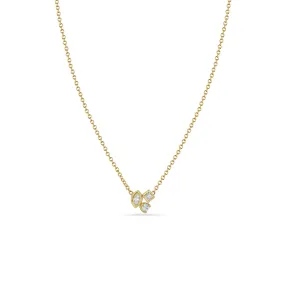 14k Mixed Cut Diamond Cluster Necklace