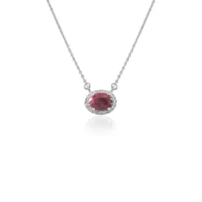 14K Oval Ruby & Diamond Necklace