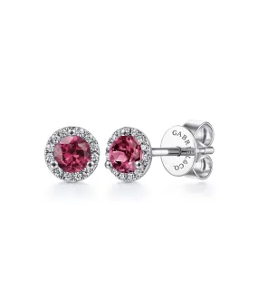 14K White Gold PT - Pink Tourmaline Earrings