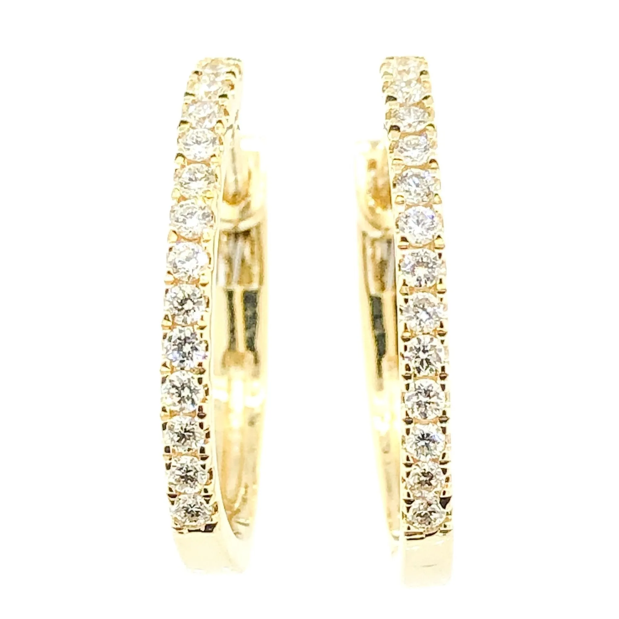 14K Y Gold 0.20ctw Oval SI1/H Diamond Hoop Earrings