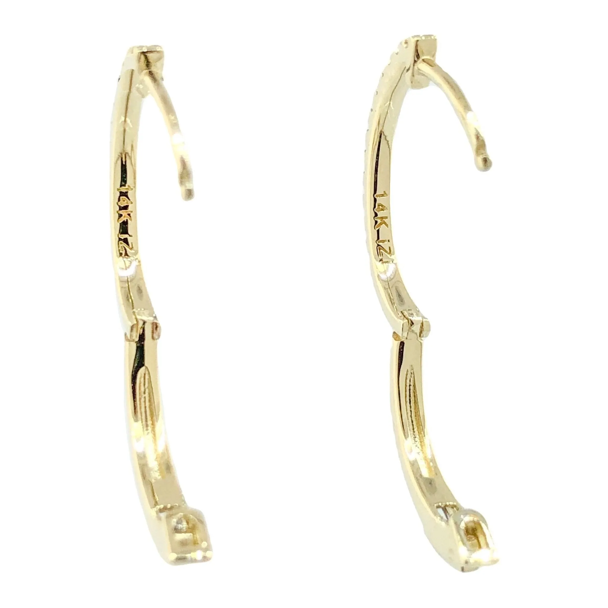 14K Y Gold 0.20ctw Oval SI1/H Diamond Hoop Earrings