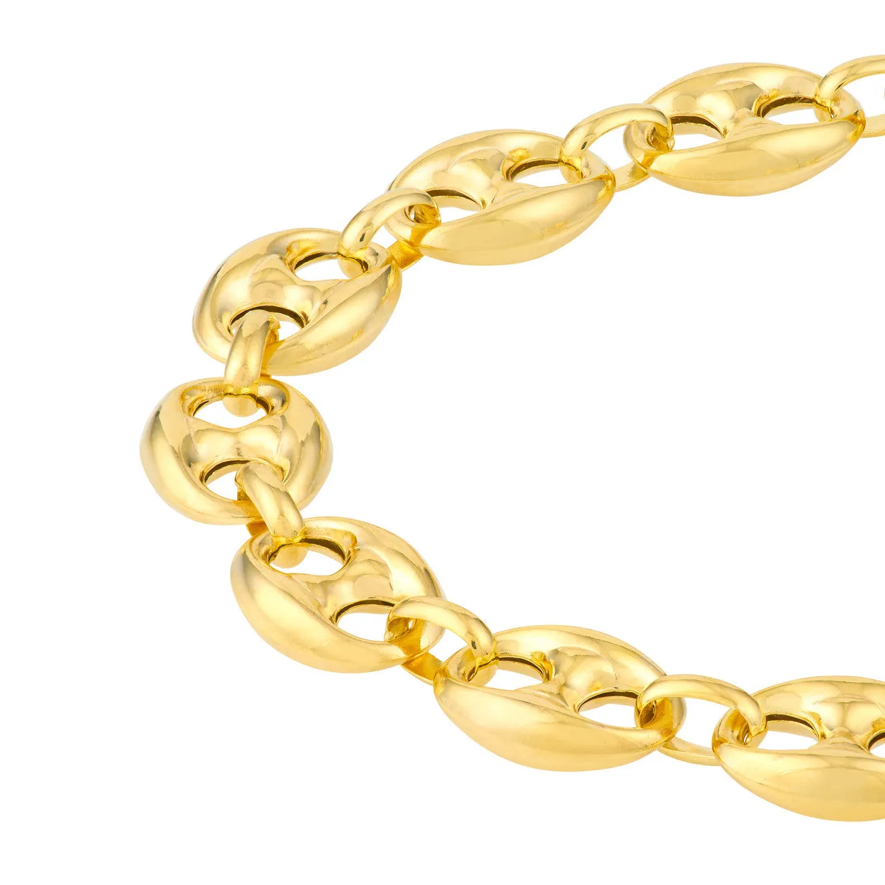 14K Yellow Gold 10mm Puff Mariner Bracelet