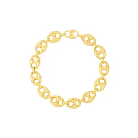 14K Yellow Gold 10mm Puff Mariner Bracelet