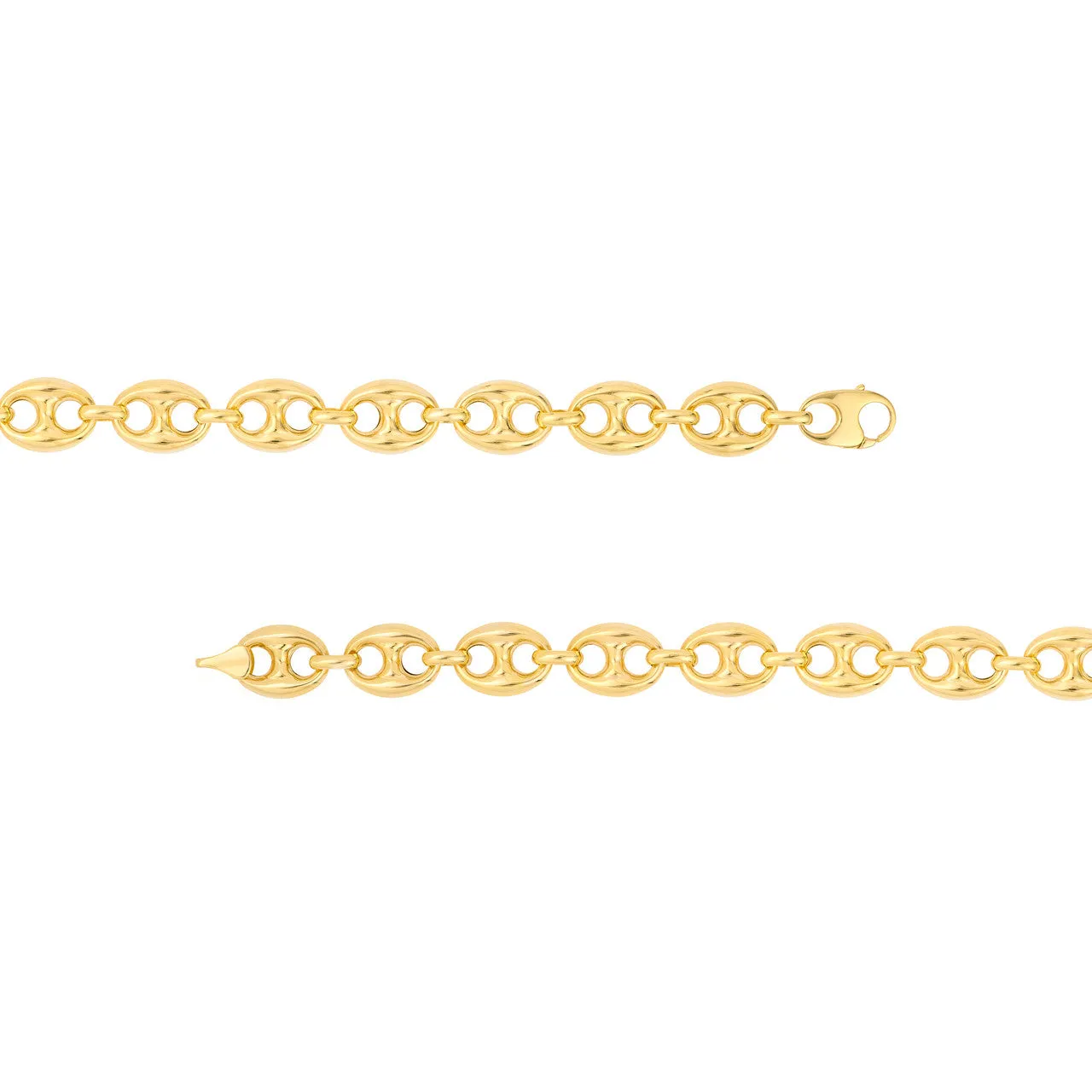 14K Yellow Gold 10mm Puff Mariner Bracelet