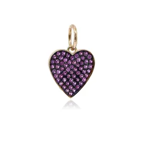 14K YELLOW GOLD PINK SAPPHIRE HEART CHARM