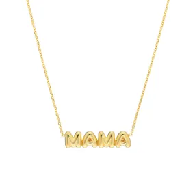 14K Yellow Gold Puff ''Mama'' Pendant Necklace