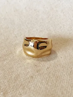 18k Gold Filled Wavy Wide Band Ring