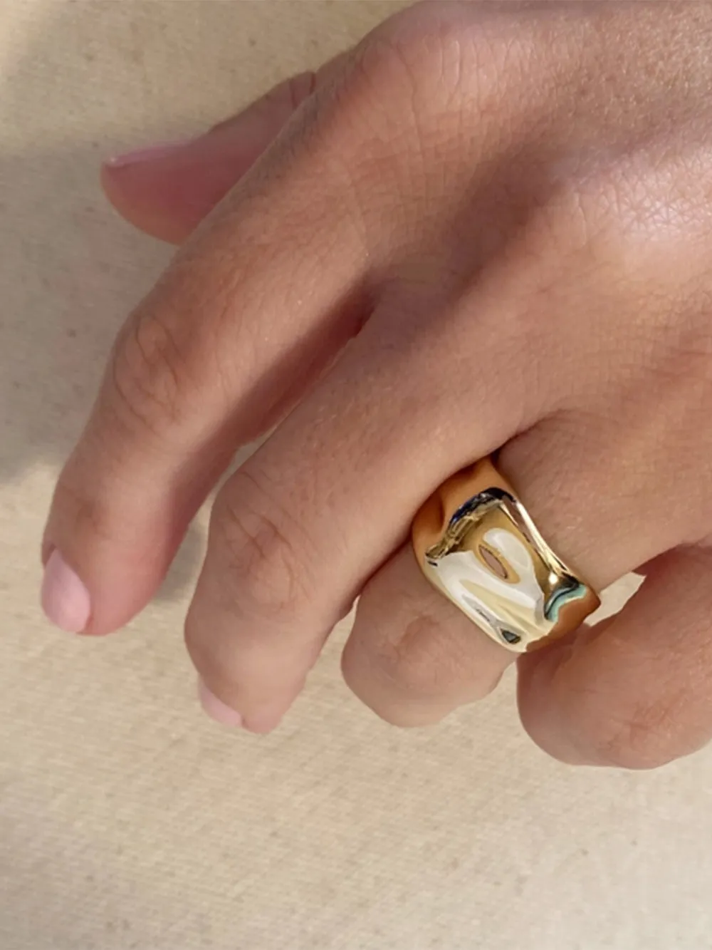 18k Gold Filled Wavy Wide Band Ring