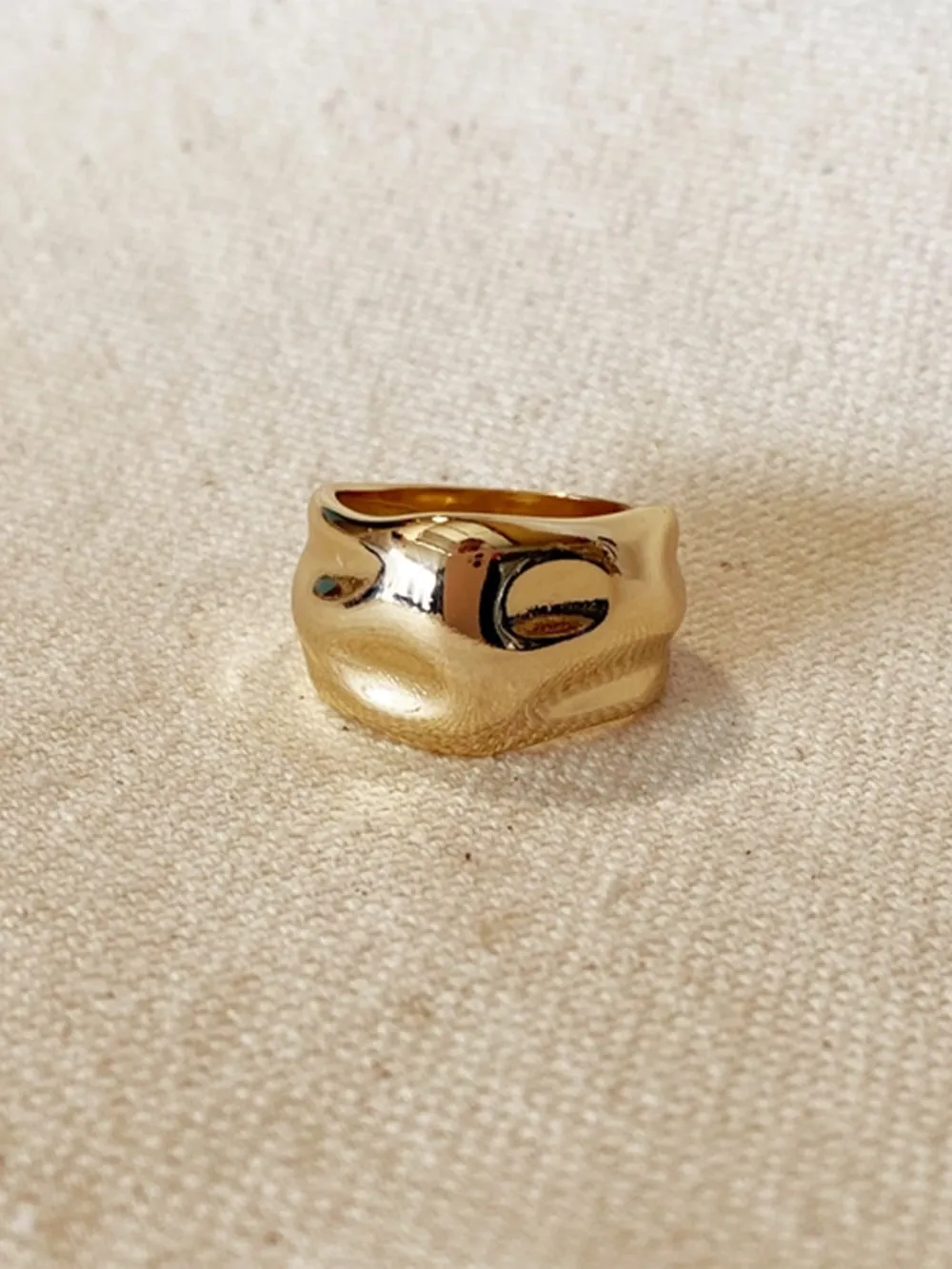 18k Gold Filled Wavy Wide Band Ring