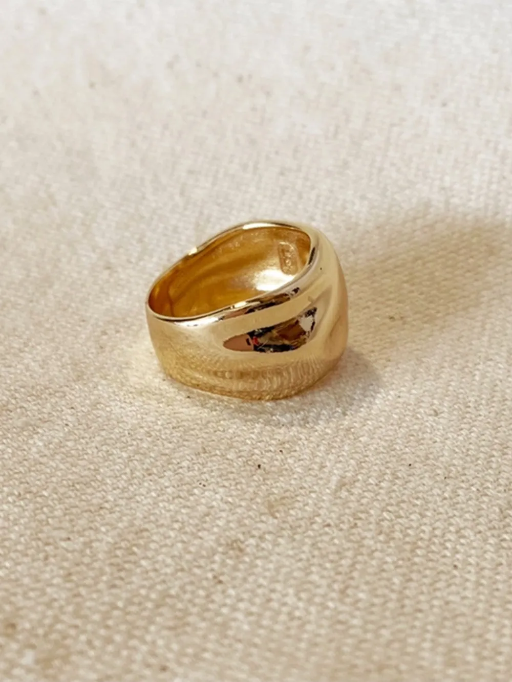 18k Gold Filled Wavy Wide Band Ring