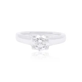 18K White Gold 1.20ct Round Brilliant Cut Diamond Engagement Ring With Under Gallery Accents