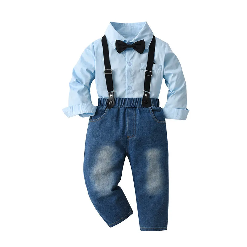 2 Pieces Set Baby Kid Boys Solid Color Shirts And Jeans Wholesale 23090658