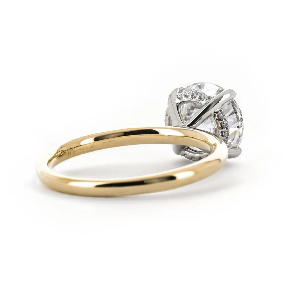 3.11CTW Round Lab Grown Diamond Engagement Ring, Signature Solitiaire - Multi-Tone Gold