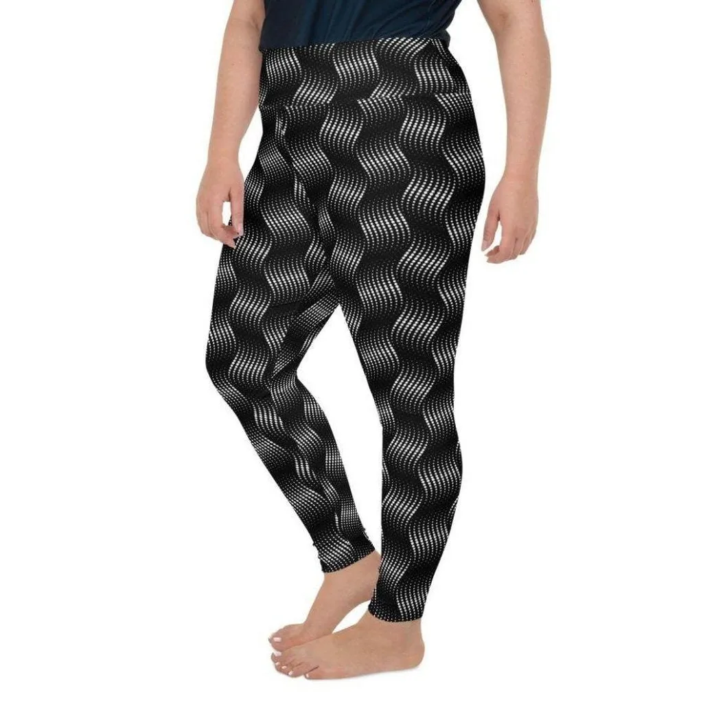 3D Black Pattern Plus Size Leggings