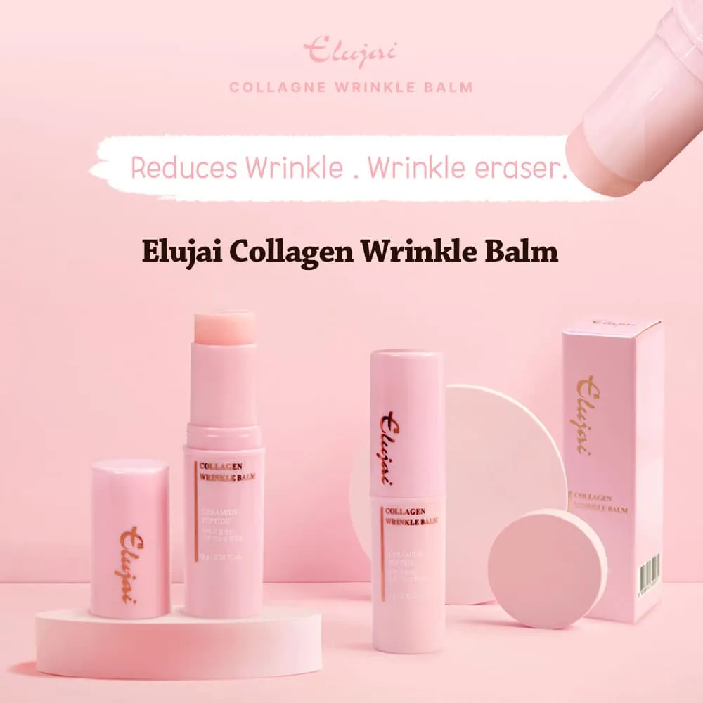 4 SETs ELUJAI Collagen Vitamin Wrinkles Balms 10g 10g Dry Skincare Moisture Anti Ageing Finelines Hyaluronic Acid Elasticity Whitening Soothing Ice Cooling Effects