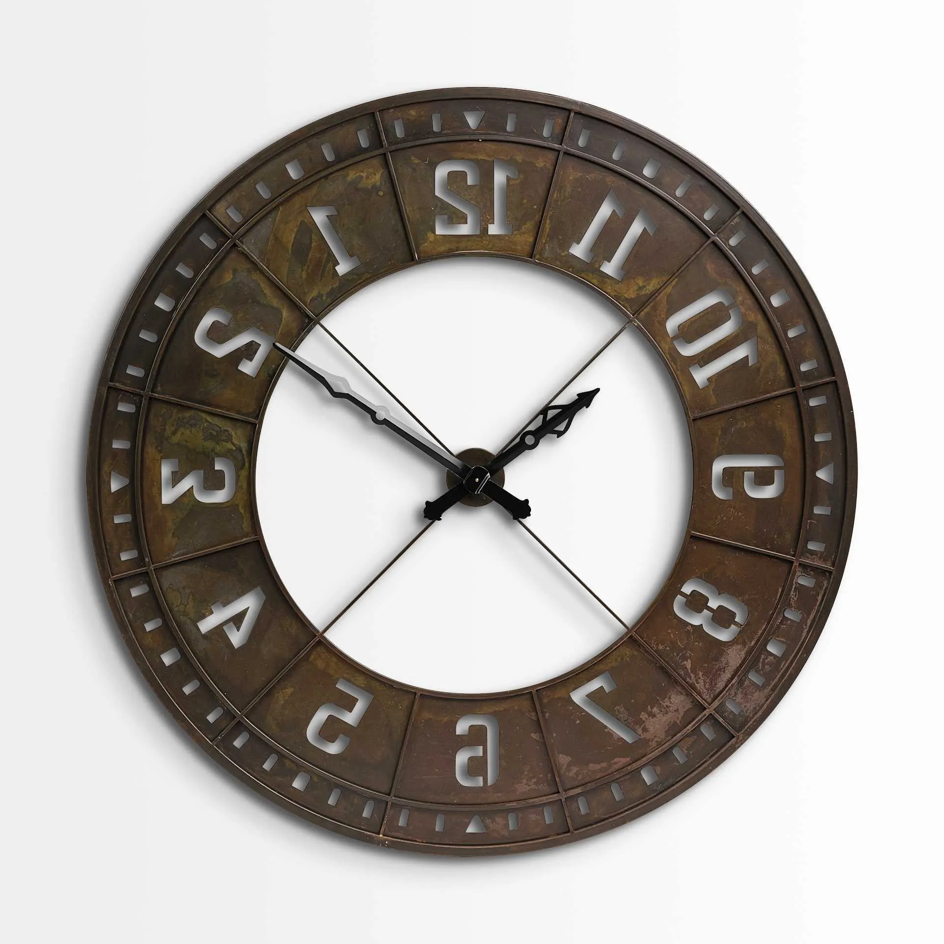 57 Round Industrial Brown Wall Clock