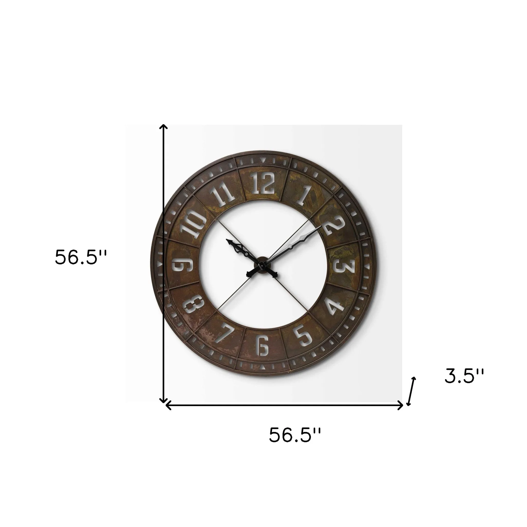 57 Round Industrial Brown Wall Clock