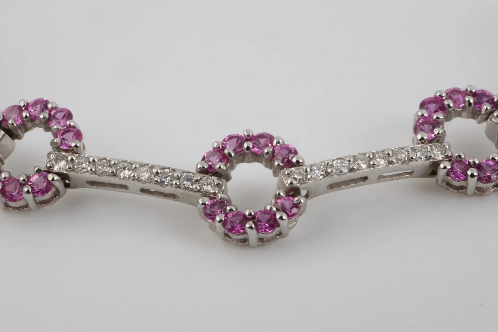 7.5" 18k White Gold 0.79tcw Diamond 3.64tcw Pink Sapphire Bracelet (12.19g.)