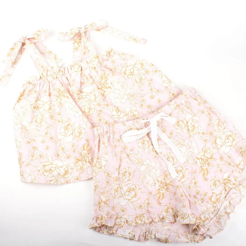 8 OAK LANE | Pink Rose Tie Top Sleep Set