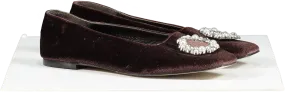 alohas Brown Bella Crystal Velvet Flat Shoe UK 7 EU 41 👞