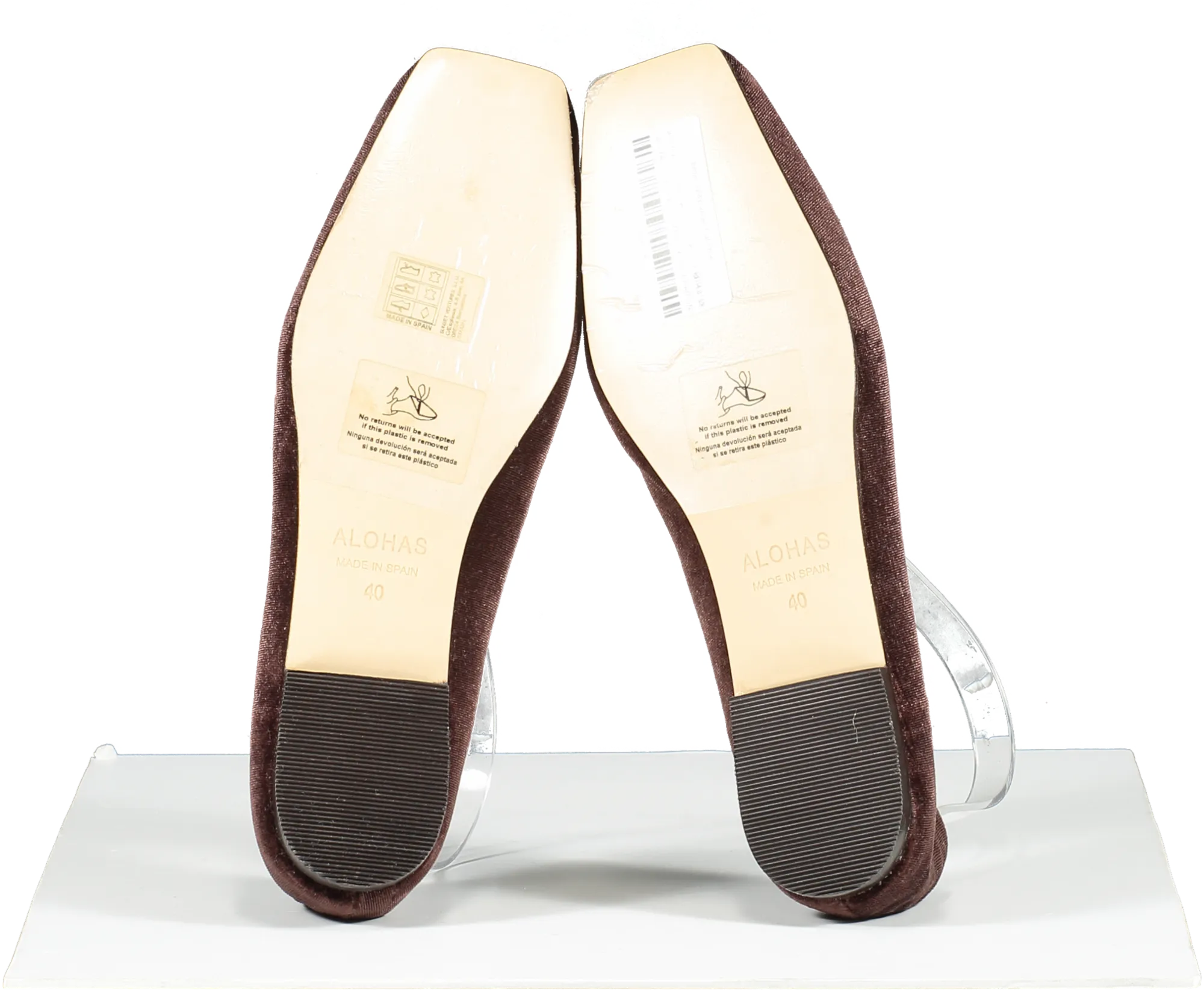 alohas Brown Bella Crystal Velvet Flat Shoe UK 7 EU 41 👞