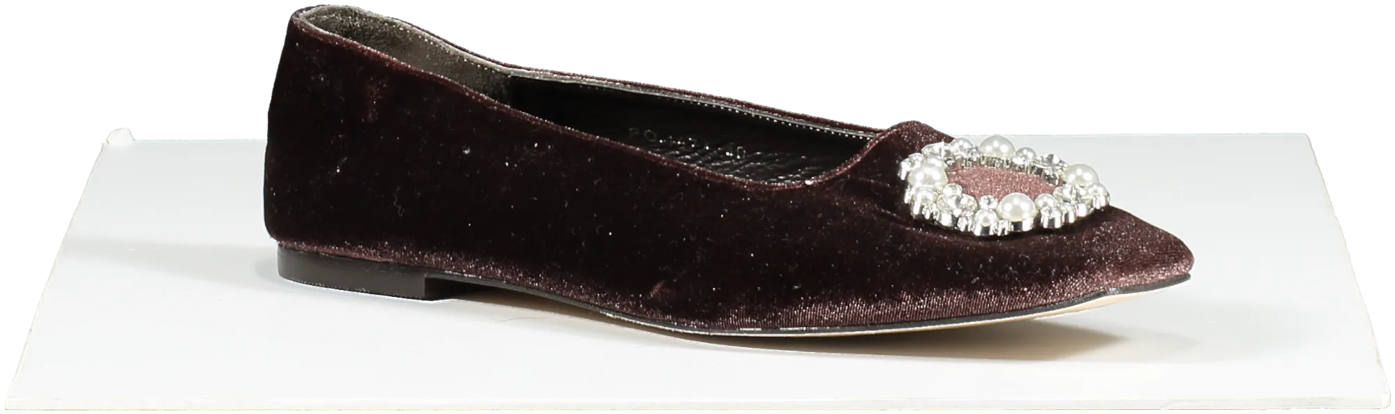 alohas Brown Bella Crystal Velvet Flat Shoe UK 7 EU 41 👞