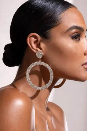 Amalia | Gold Large Crystal Drop Hoop Earrings