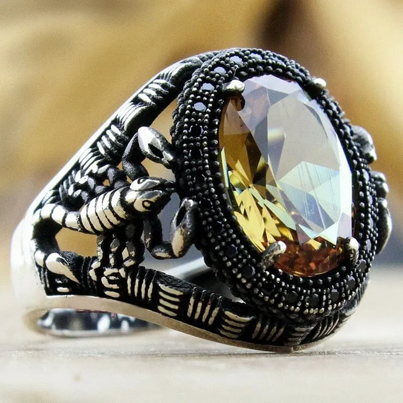 Ancient Scorpion Citrine Crystal Ring