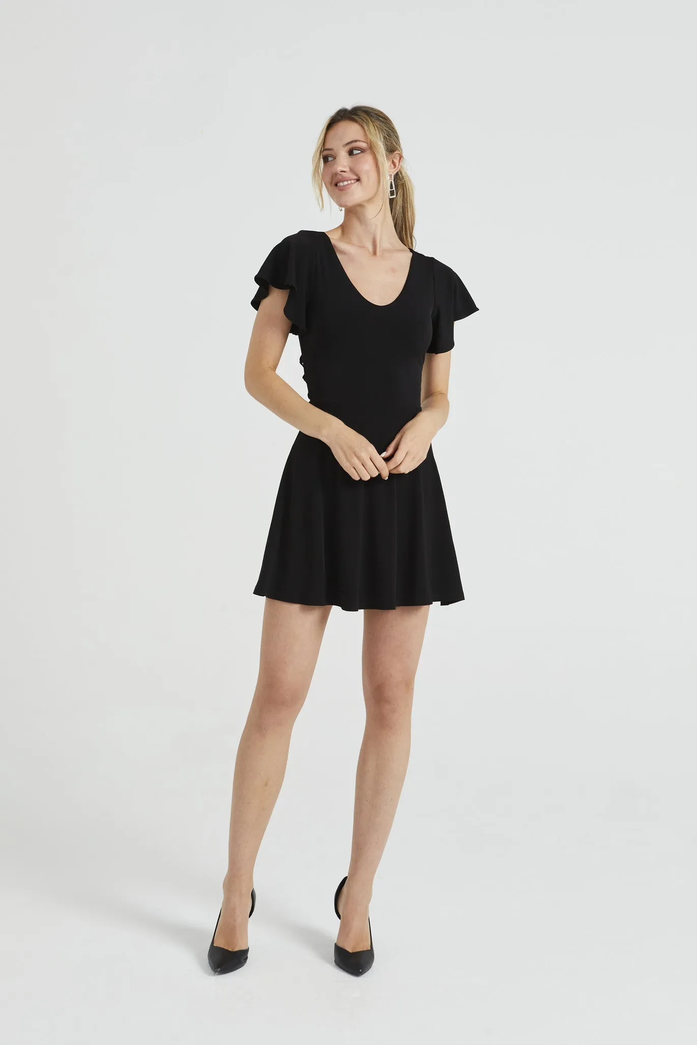 Angeleye Reversible Mini Dress With Flutter Sleeves