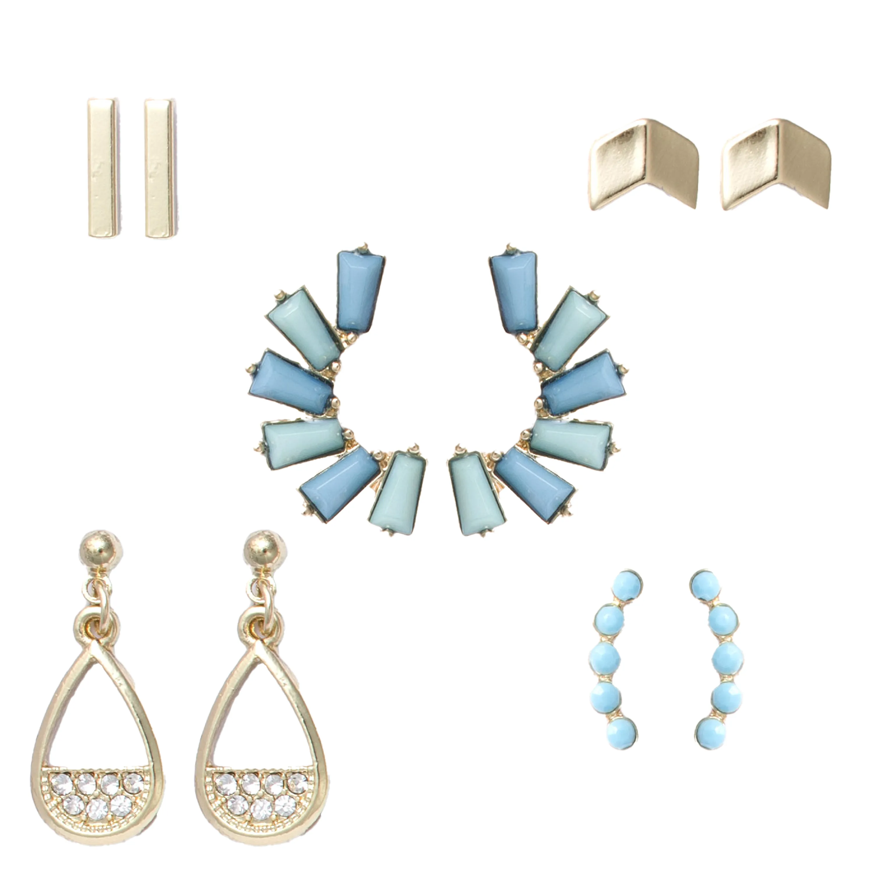 Aqua Fan Stone Earring Set