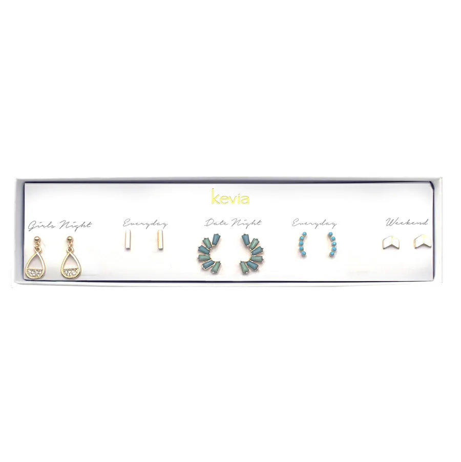 Aqua Fan Stone Earring Set