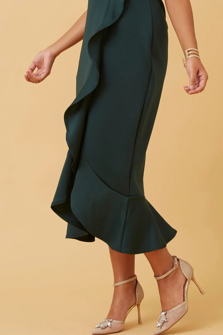 ARIELLE SCUBA MIDI DRESS