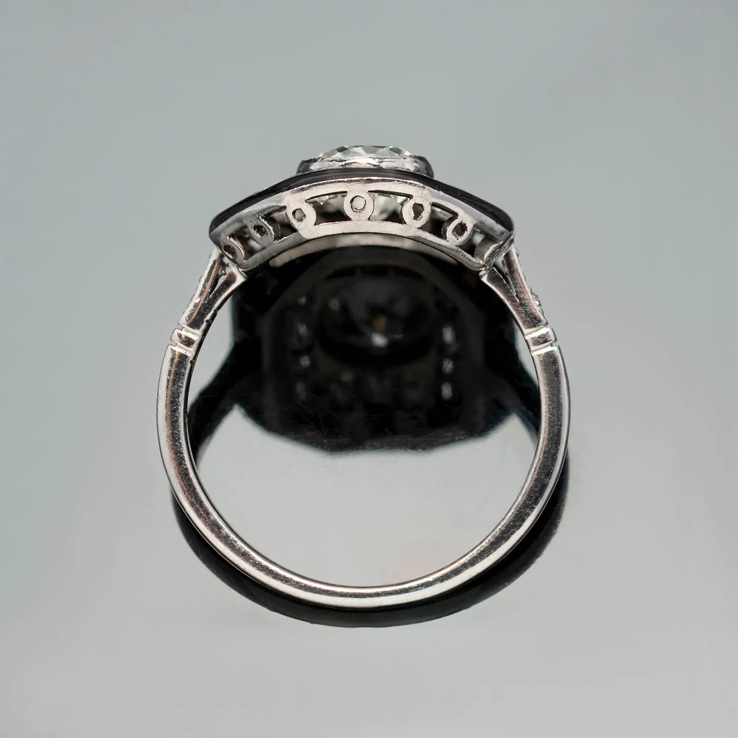 Art Deco Style Platinum, Enamel   Diamond Ring 1ctw Center