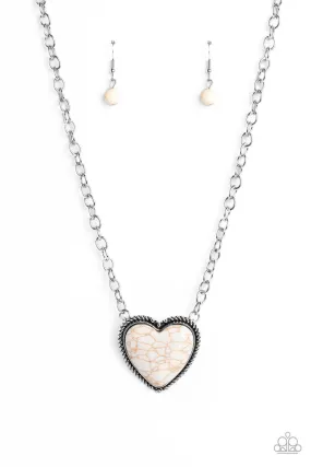 Authentic Admirer White Stone Heart Necklace - Paparazzi Accessories