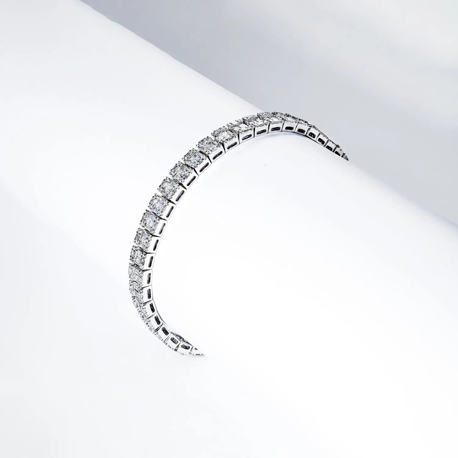 Averi 5 Carat Combine Mix Shape Single Row Diamond Tennis Bracelet in 14k White Gold