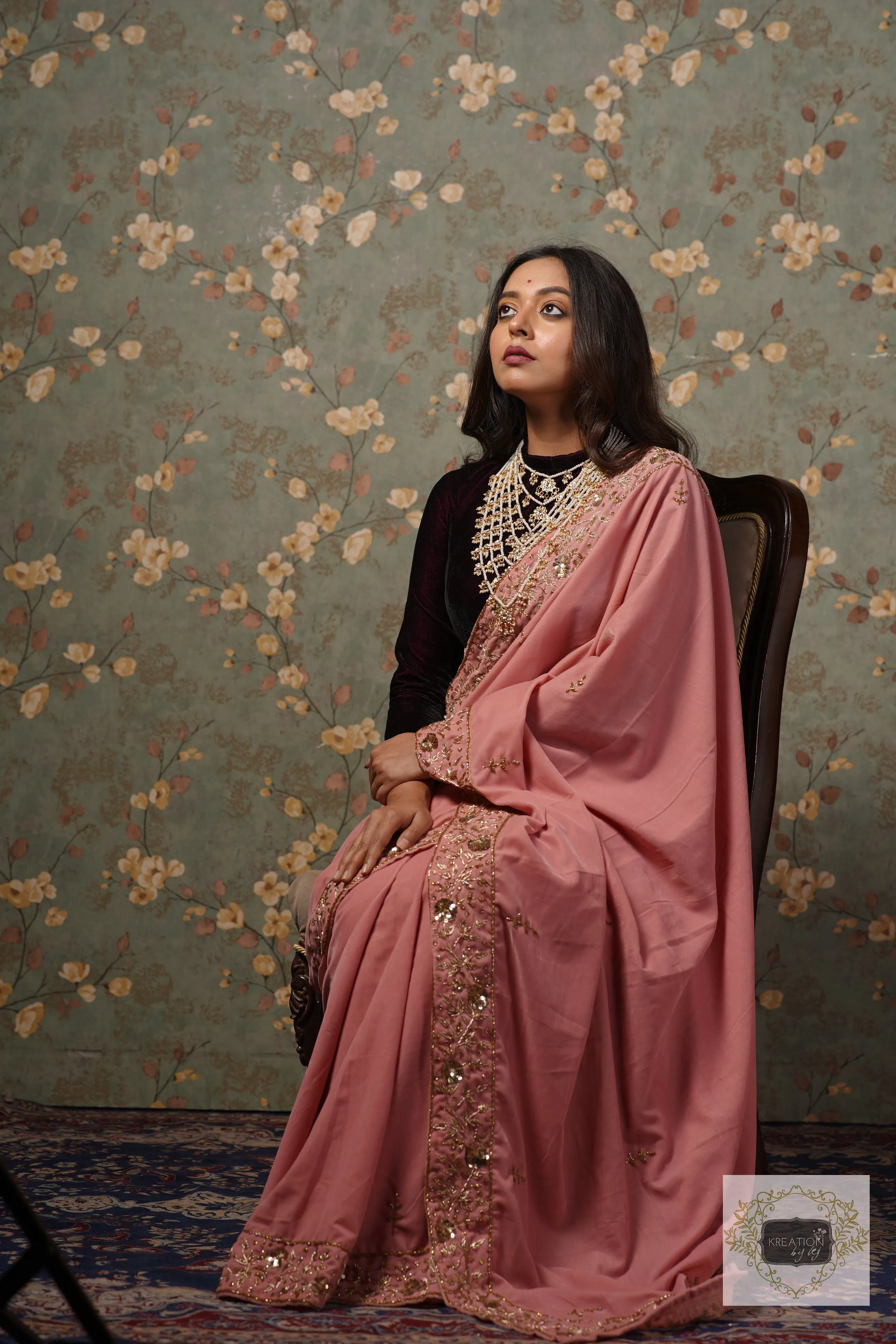 Baby Pink Velvet Anaya Saree