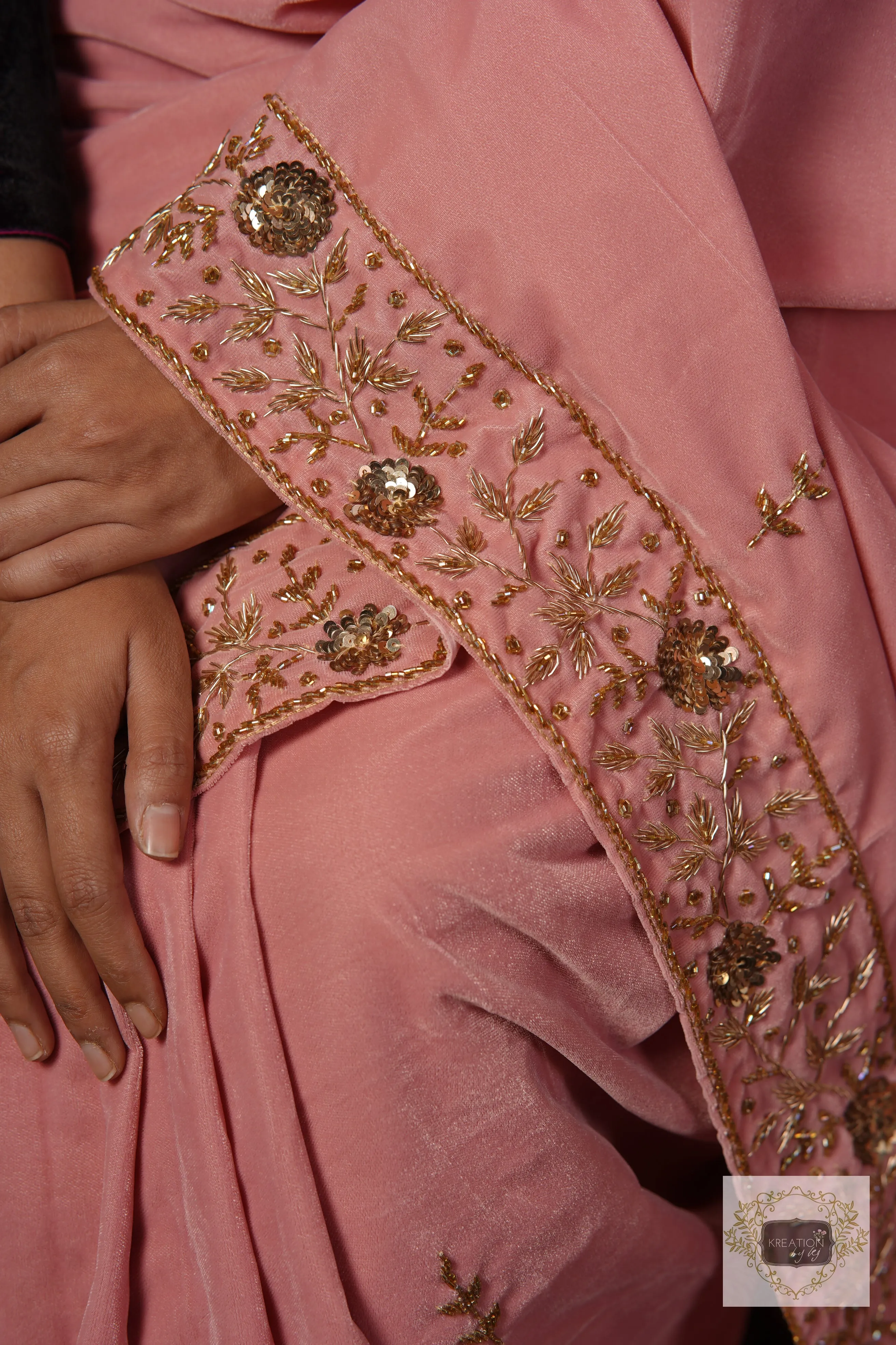 Baby Pink Velvet Anaya Saree