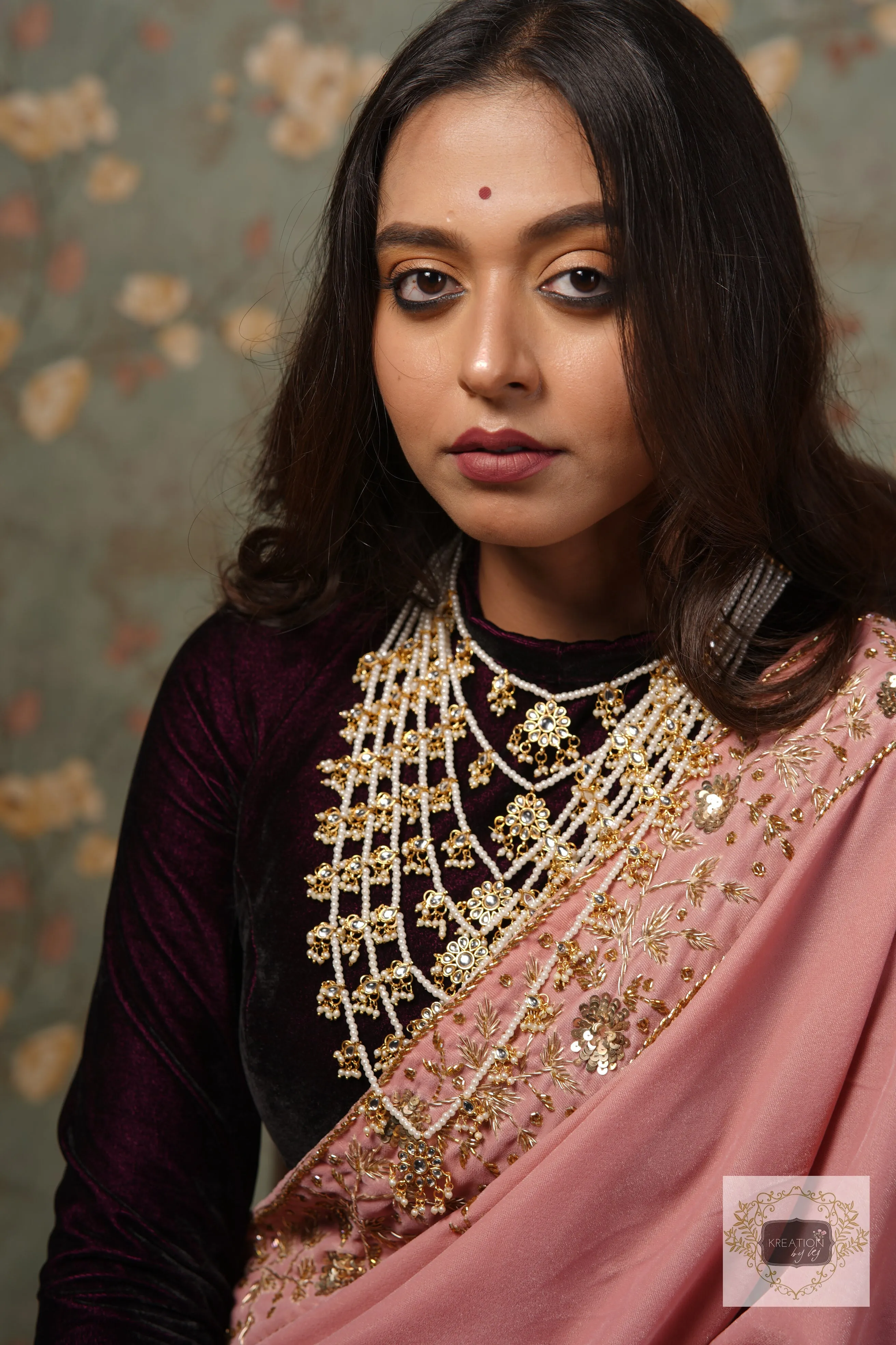 Baby Pink Velvet Anaya Saree