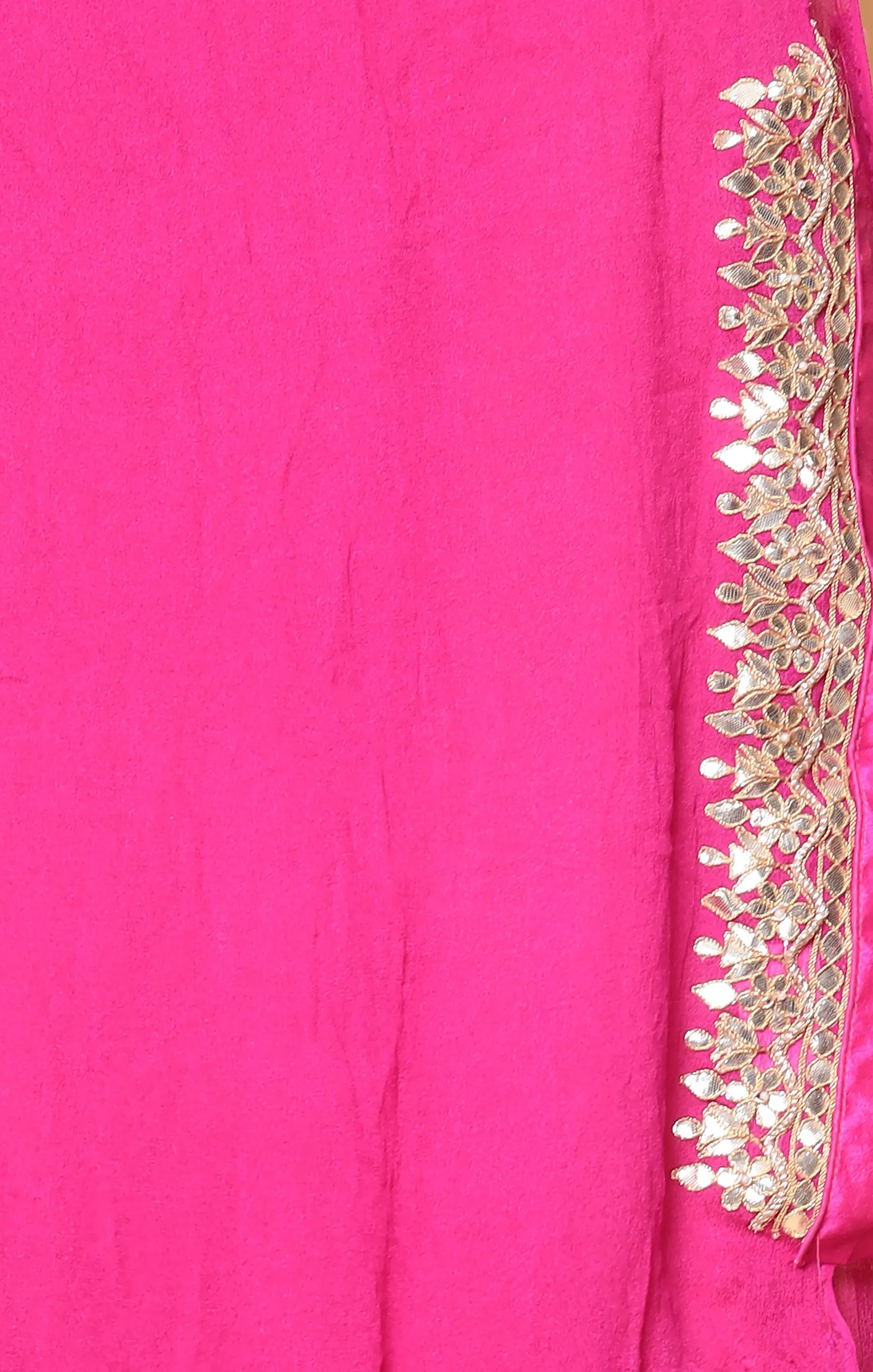 Bandhej Georgette Saree with Dori, Gota Patti, Pearl work.