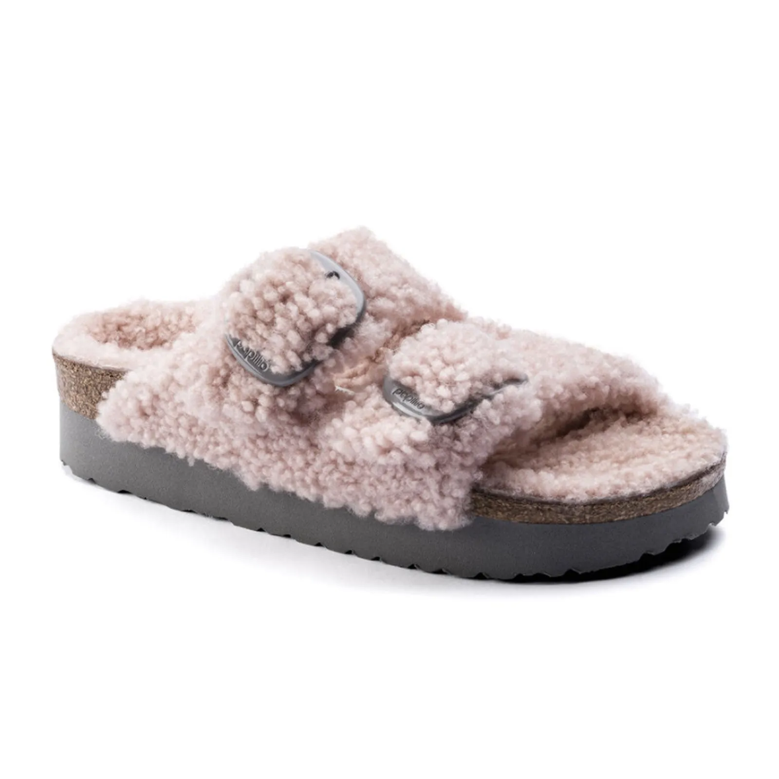 Birkenstock Arizona Big Buckle Slide Sandal (Women) - Teddy Crystal Rose Shearling