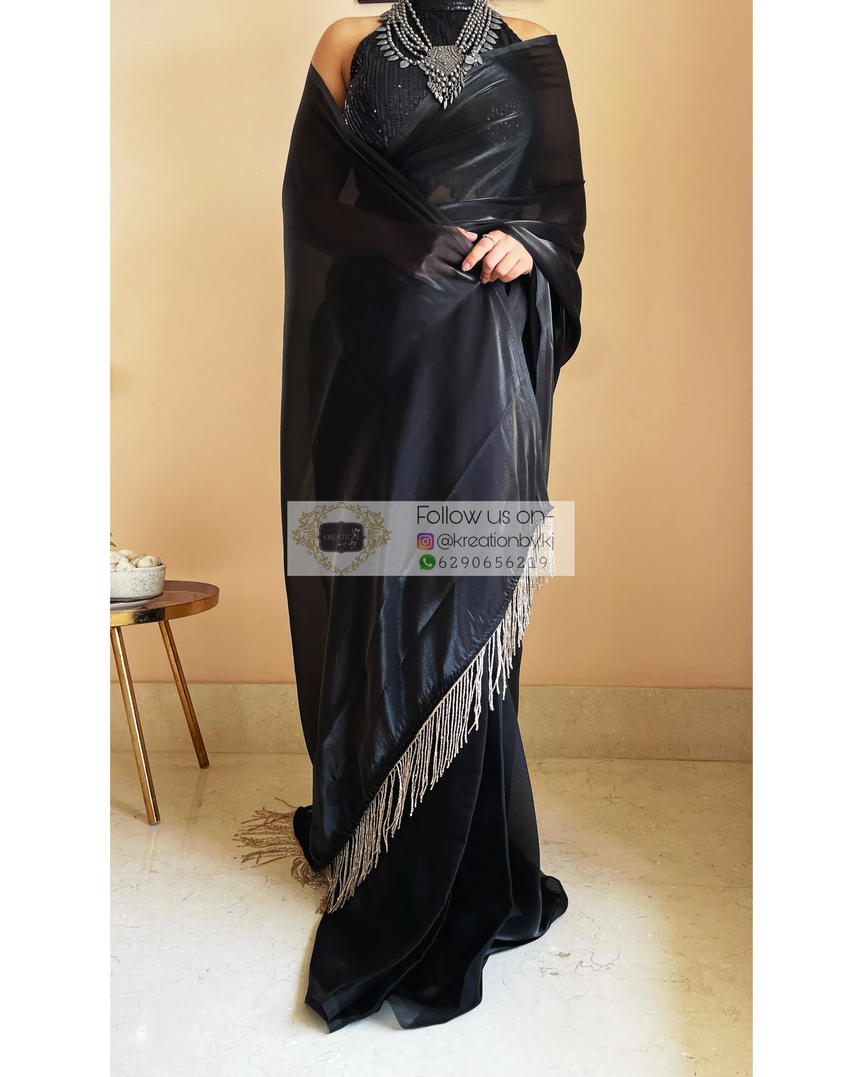 Black Romance Glass Organza Saree