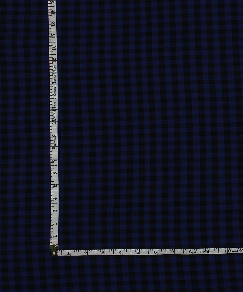 Blue black handwoven bengal cotton checks fabric