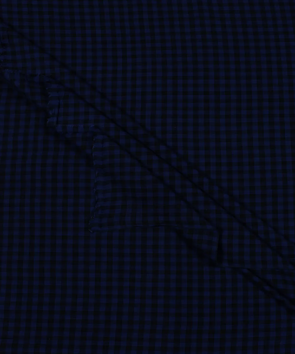 Blue black handwoven bengal cotton checks fabric