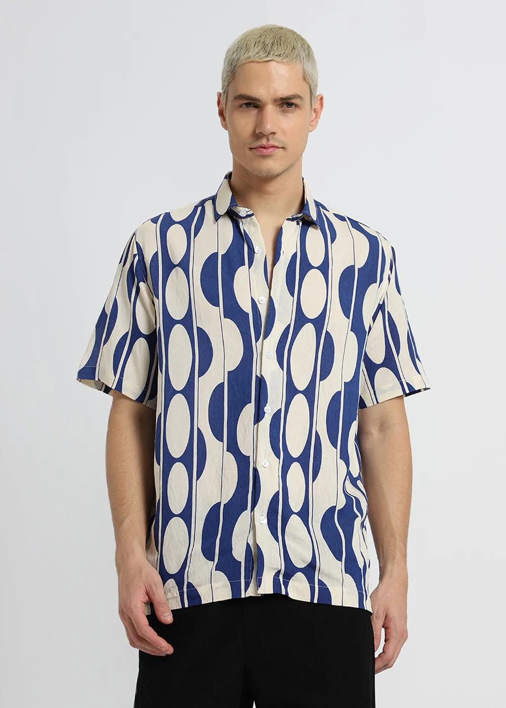 Blue Geometric Printed Shirt