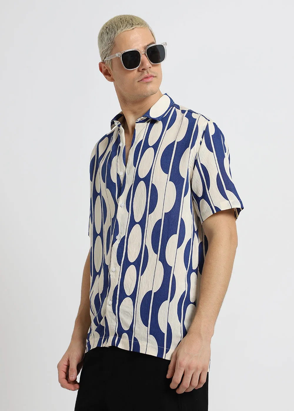 Blue Geometric Printed Shirt