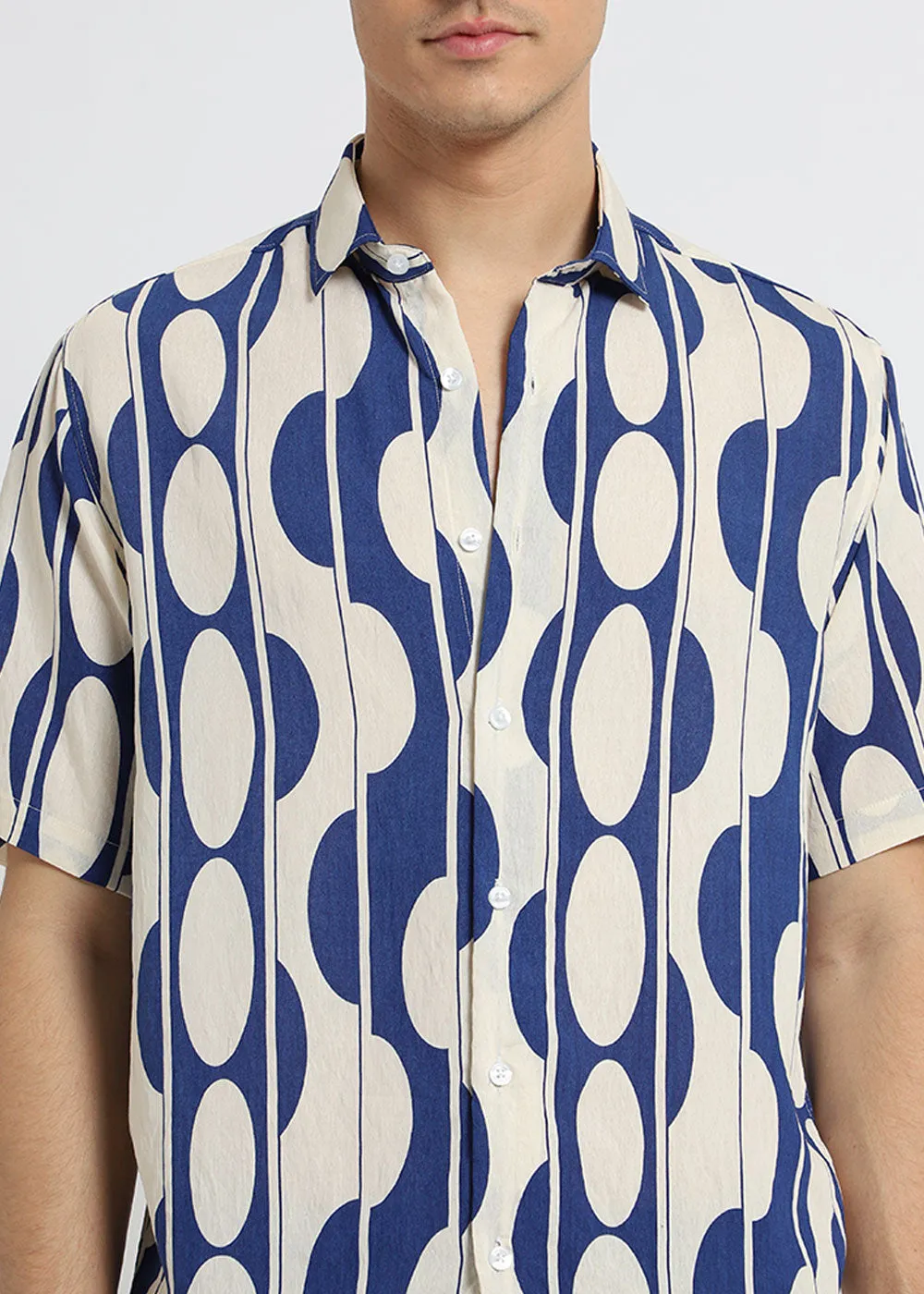 Blue Geometric Printed Shirt