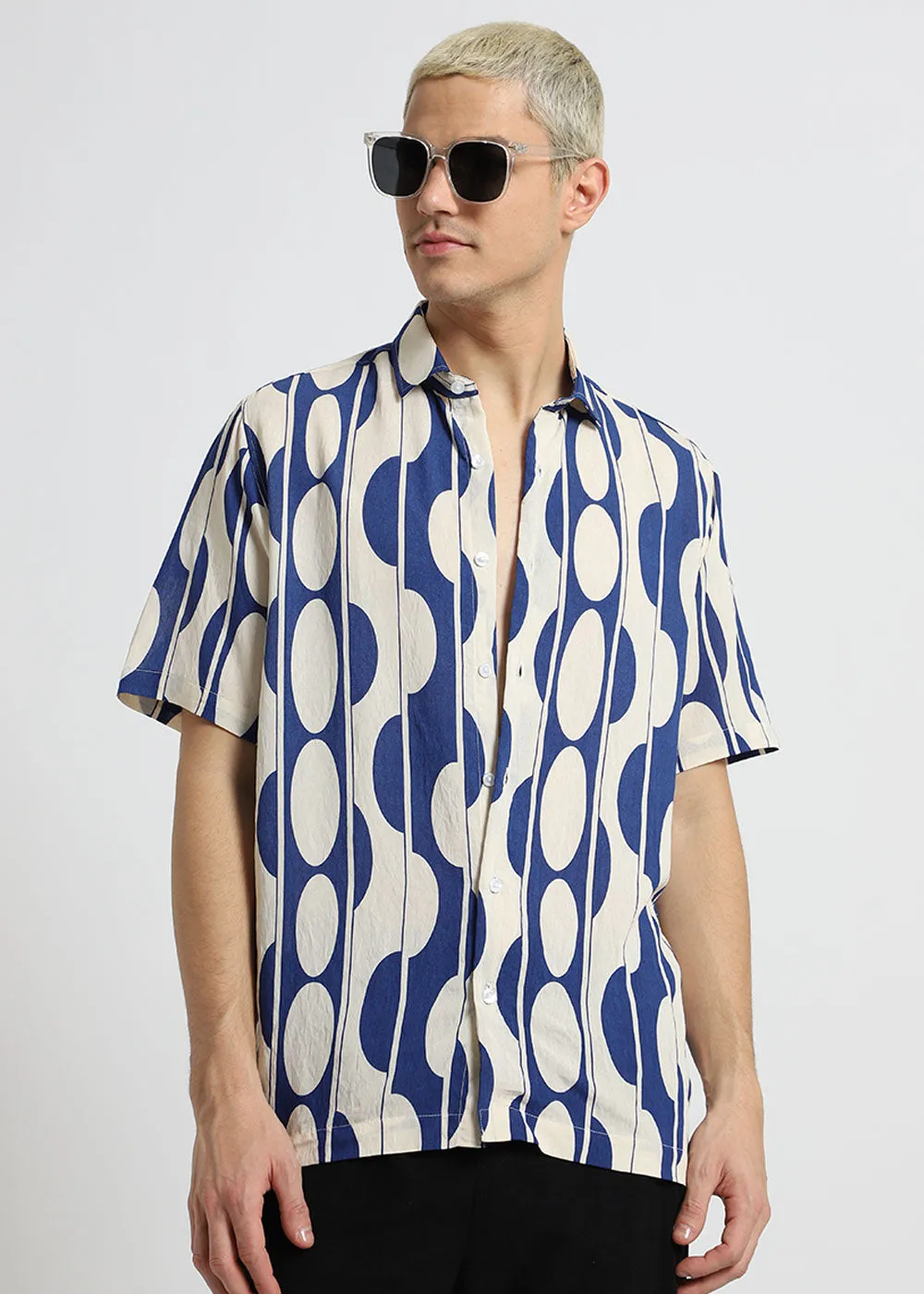 Blue Geometric Printed Shirt